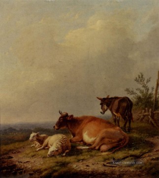 Eugène Joseph Verboeckhoven Werke - Eine Kuh Ein Schaf und Esel Eugene Verboeckhoven Tier